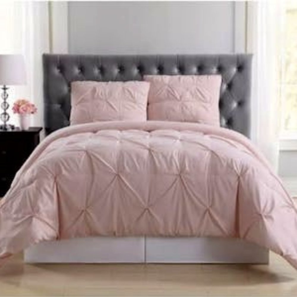 Truly Soft Everyday Pleated Comforter Set, Blush, Various Sizes